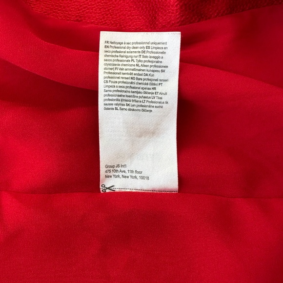 ML Monique Lhuillier One Shoulder Satin Gown Red Maxi Dress Long Sleeve - Size 2 - Picture 6 of 13